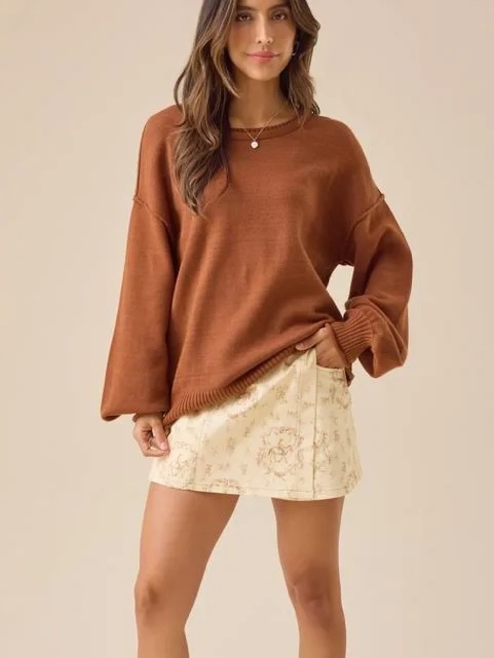 Altar’d State Brown Jordana Oversized Sweater XS
